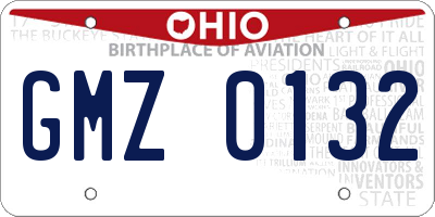 OH license plate GMZ0132