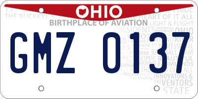 OH license plate GMZ0137