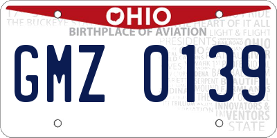 OH license plate GMZ0139