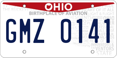 OH license plate GMZ0141