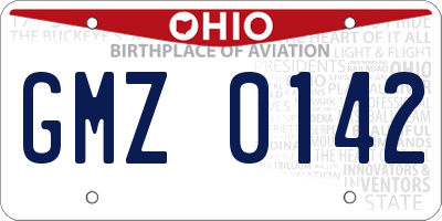 OH license plate GMZ0142