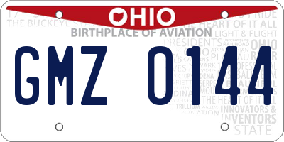 OH license plate GMZ0144