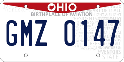 OH license plate GMZ0147