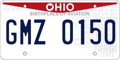 OH license plate GMZ0150
