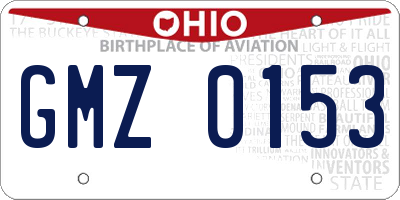 OH license plate GMZ0153