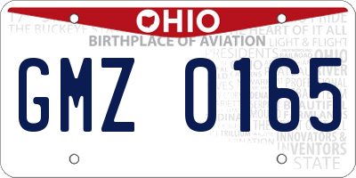 OH license plate GMZ0165