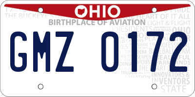 OH license plate GMZ0172