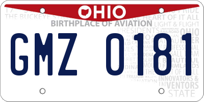 OH license plate GMZ0181
