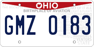 OH license plate GMZ0183