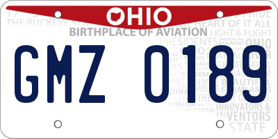 OH license plate GMZ0189
