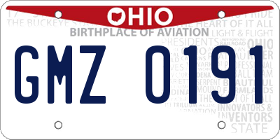OH license plate GMZ0191