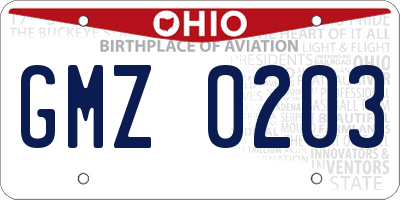OH license plate GMZ0203
