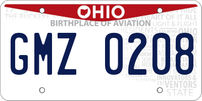 OH license plate GMZ0208