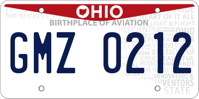 OH license plate GMZ0212