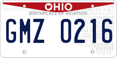 OH license plate GMZ0216