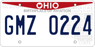 OH license plate GMZ0224