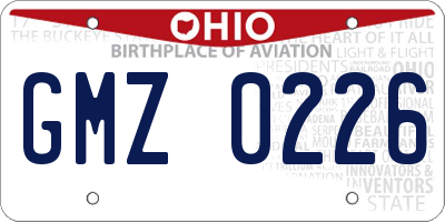 OH license plate GMZ0226