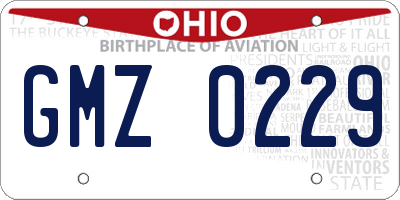 OH license plate GMZ0229
