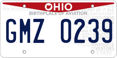 OH license plate GMZ0239