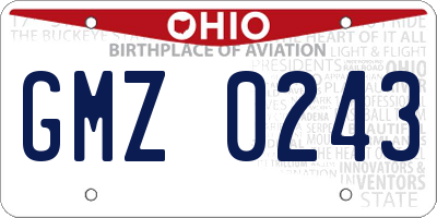 OH license plate GMZ0243