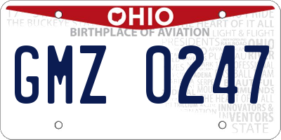 OH license plate GMZ0247
