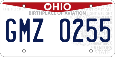 OH license plate GMZ0255
