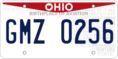 OH license plate GMZ0256