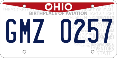 OH license plate GMZ0257