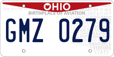 OH license plate GMZ0279