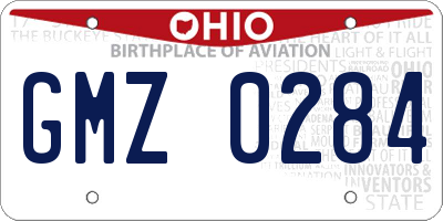OH license plate GMZ0284