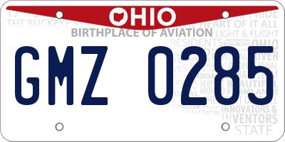 OH license plate GMZ0285