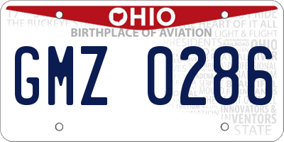 OH license plate GMZ0286