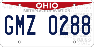 OH license plate GMZ0288
