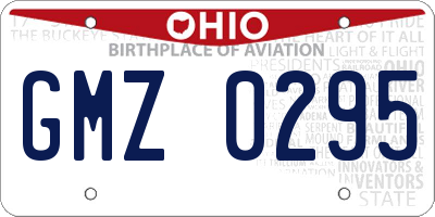 OH license plate GMZ0295
