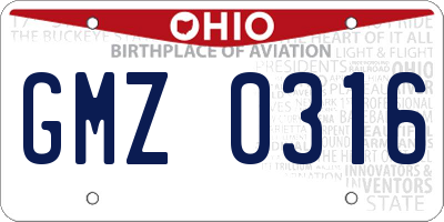 OH license plate GMZ0316