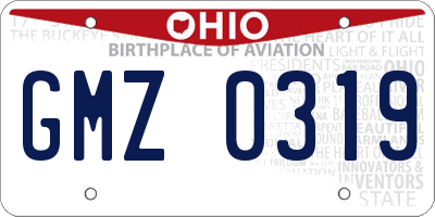OH license plate GMZ0319