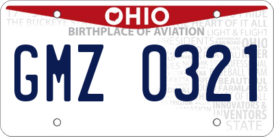 OH license plate GMZ0321