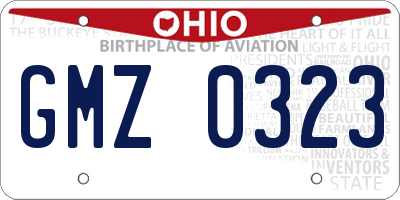 OH license plate GMZ0323