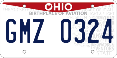 OH license plate GMZ0324