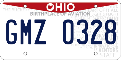 OH license plate GMZ0328