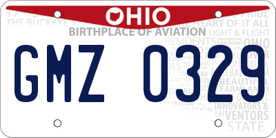 OH license plate GMZ0329