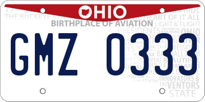 OH license plate GMZ0333