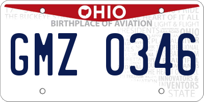 OH license plate GMZ0346