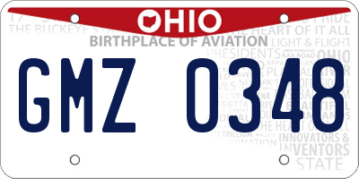 OH license plate GMZ0348