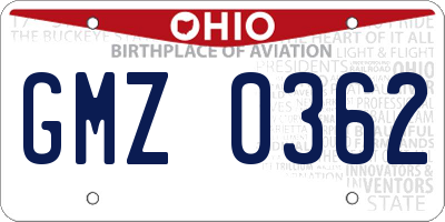OH license plate GMZ0362