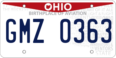 OH license plate GMZ0363