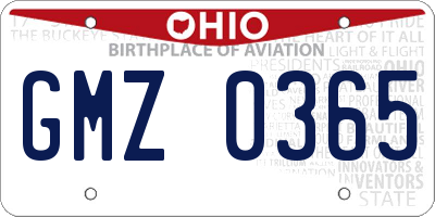 OH license plate GMZ0365