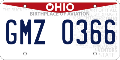 OH license plate GMZ0366