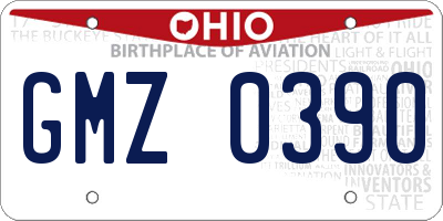 OH license plate GMZ0390