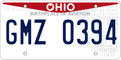 OH license plate GMZ0394